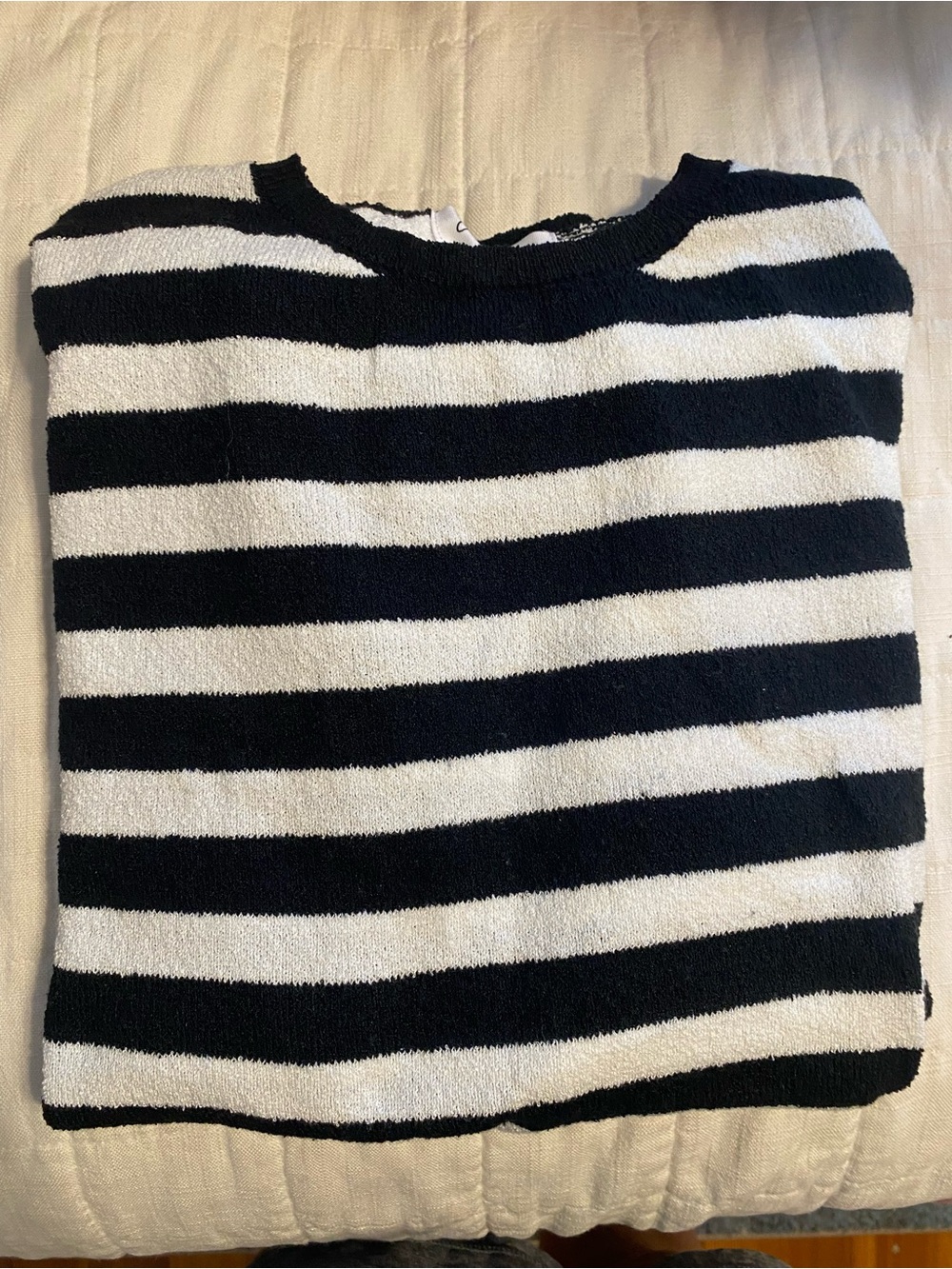Carly Jean Los Angeles Black & White Striped Crew Sweater